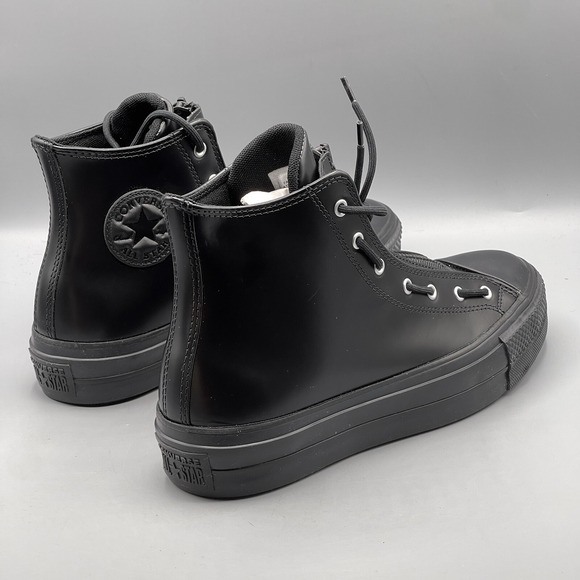 Converse CTAS Lift Women's 5 Hi Top Platform Sneakers Black Leather Zip A12476C - Picture 11 of 13